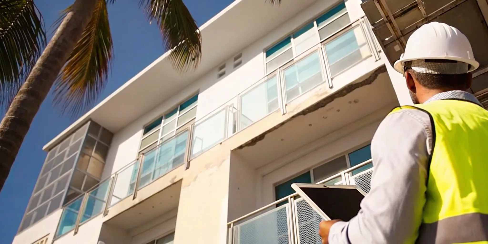 Building inspector reviewing a Florida property for code violations.