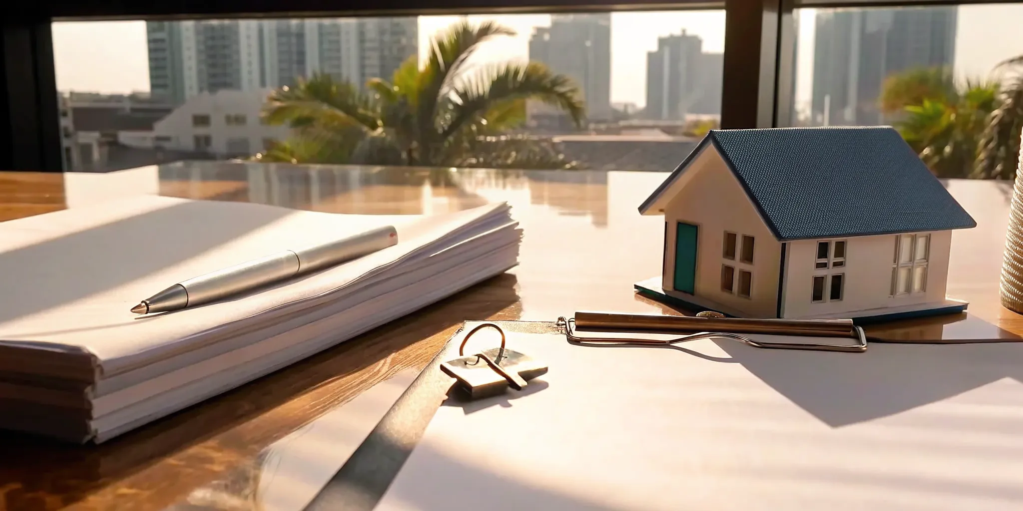 Model house and documents for navigating Florida property compliance.