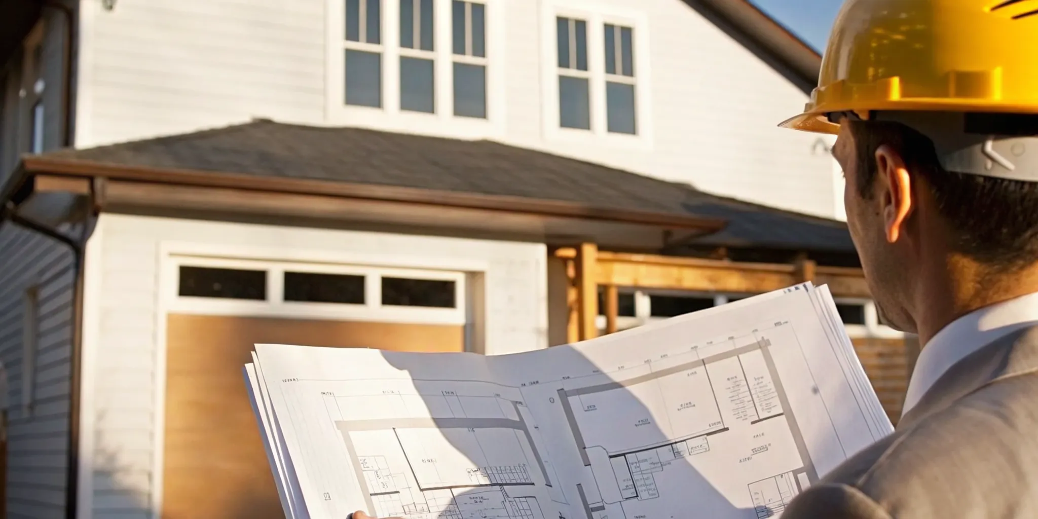 Professional building code violation consultant reviewing construction plans at a Florida residential site