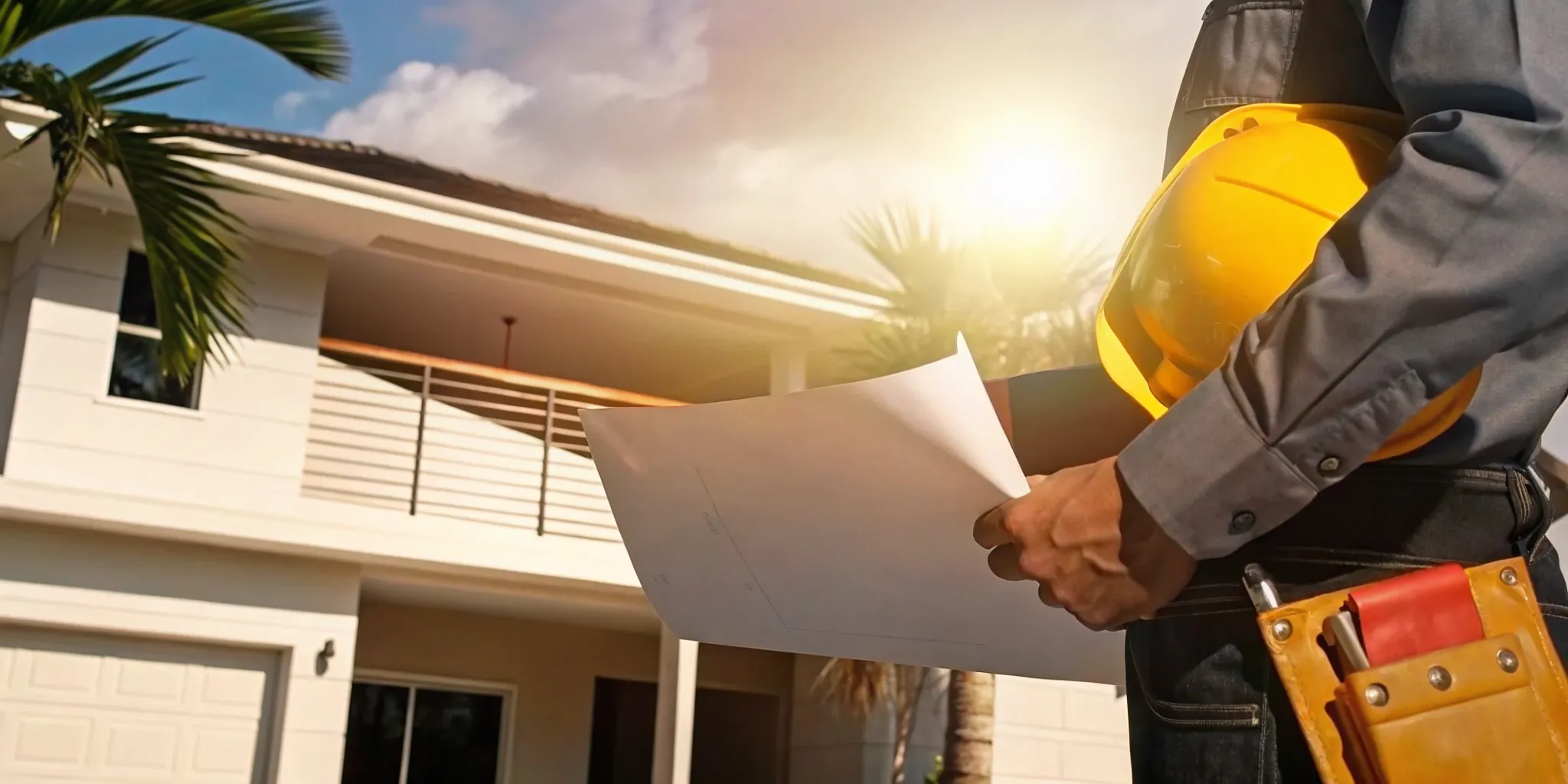 Miami-Dade residential property with building inspector reviewing construction compliance