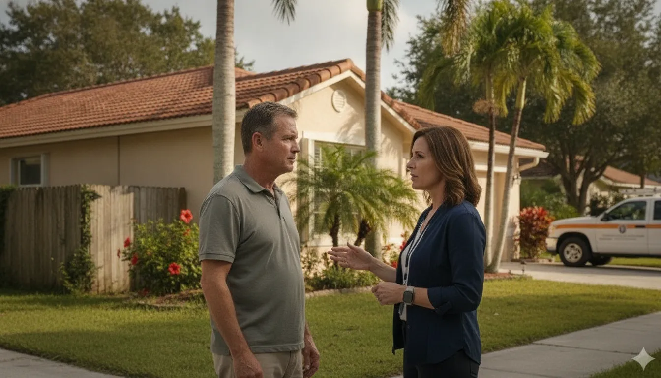 Florida property owner reviewing notice of violation assistance with a compliance professional