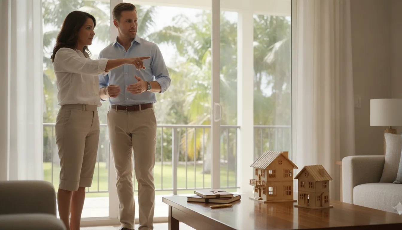 Florida homeowner and real estate professional reviewing a house for unpermitted work