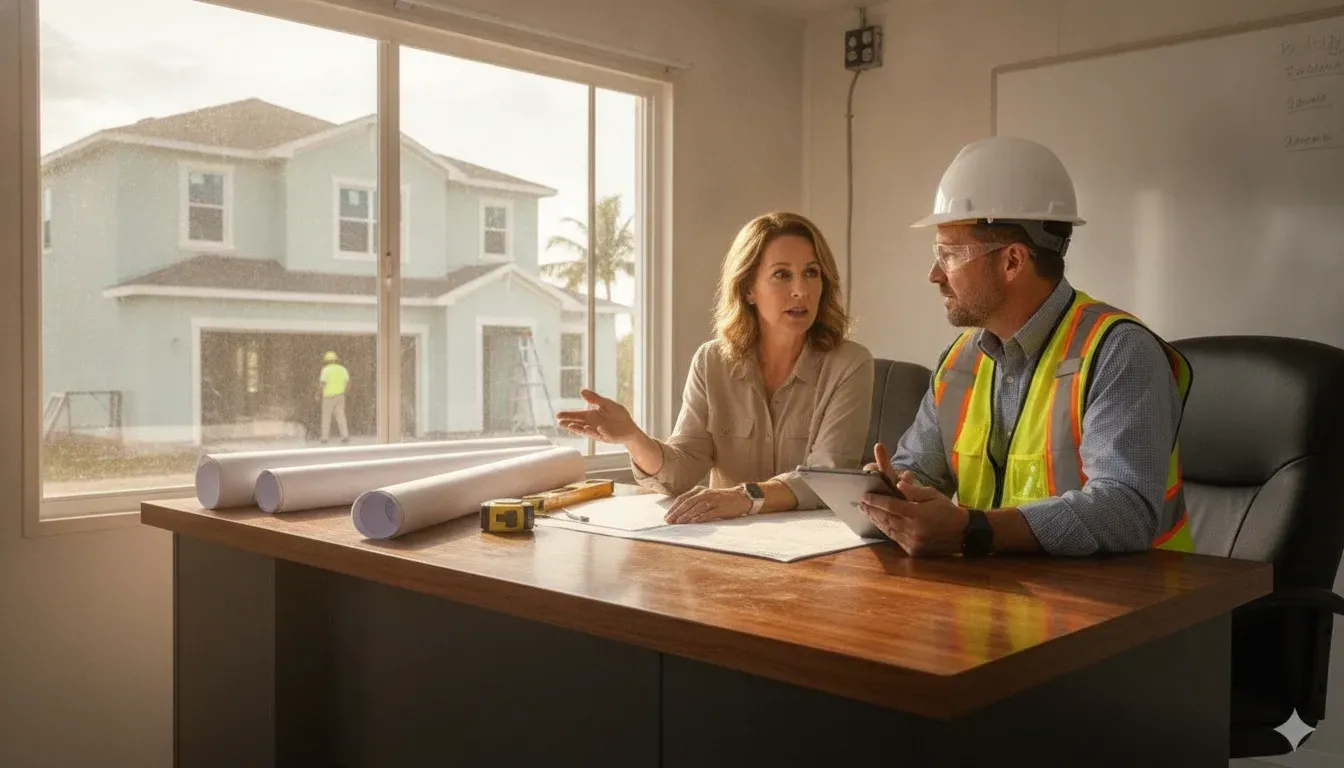 Florida property owner reviewing Certificate of Occupancy preparation with a building compliance professional
