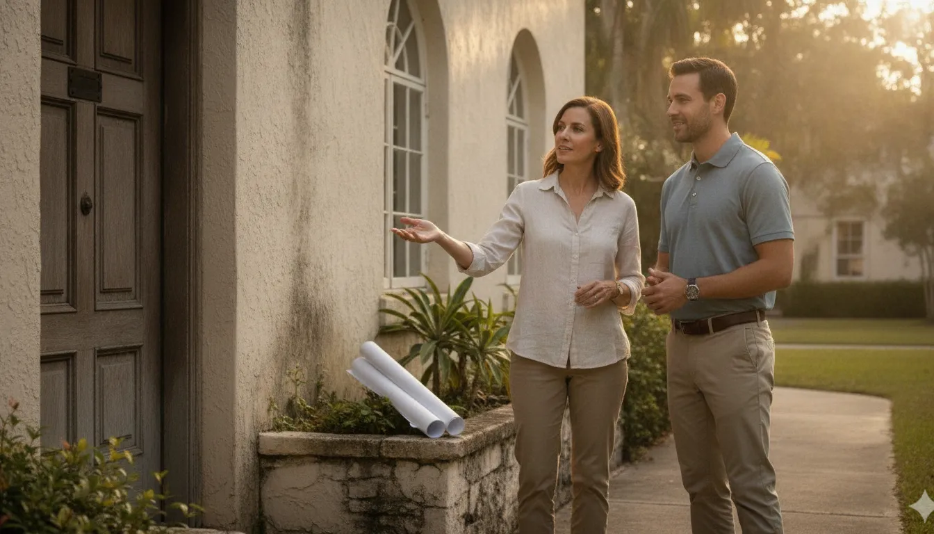 Florida property owner reviewing code lien resolution records with a compliance professional