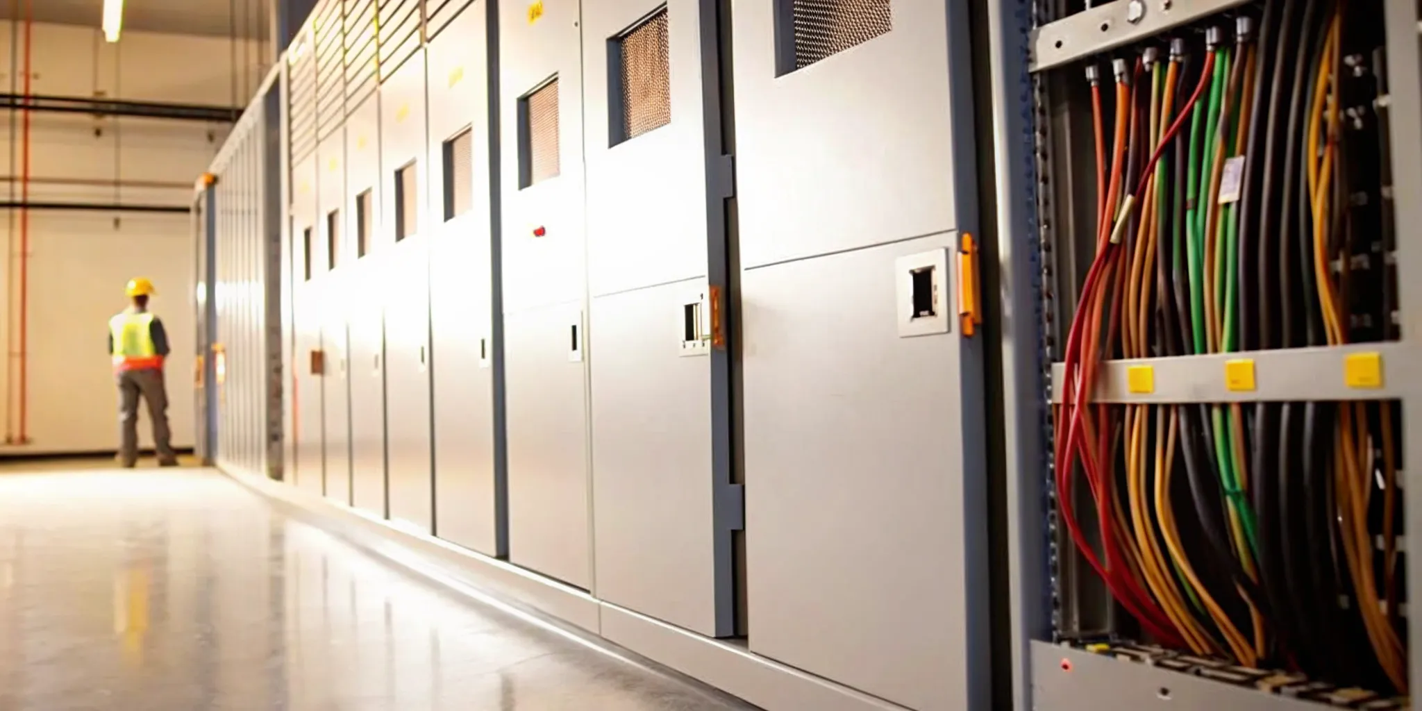 An electrical panel with clear labels and safety warnings per OSHA labeling requirements.