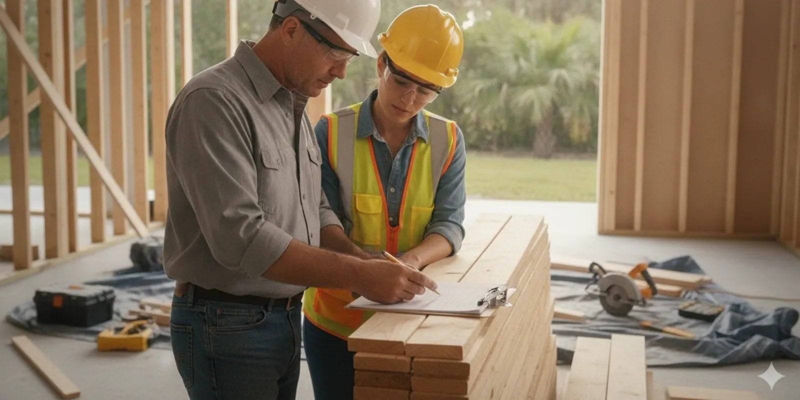 Florida contractor reviewing a stop work notice at a residential renovation site